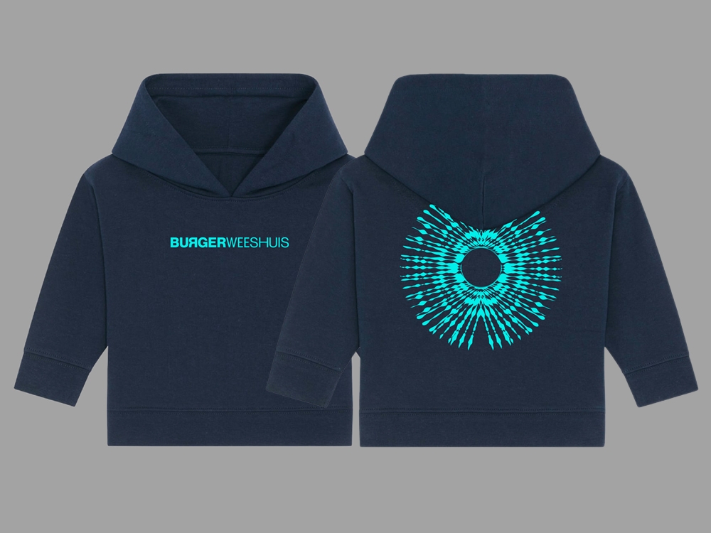 Baby Hoody donker blauwe trui, neon print