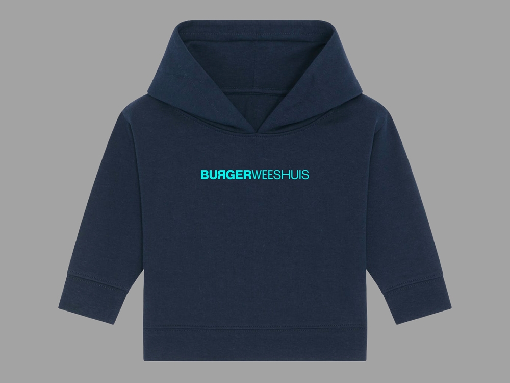 Baby Hoody donker blauwe trui, neon print