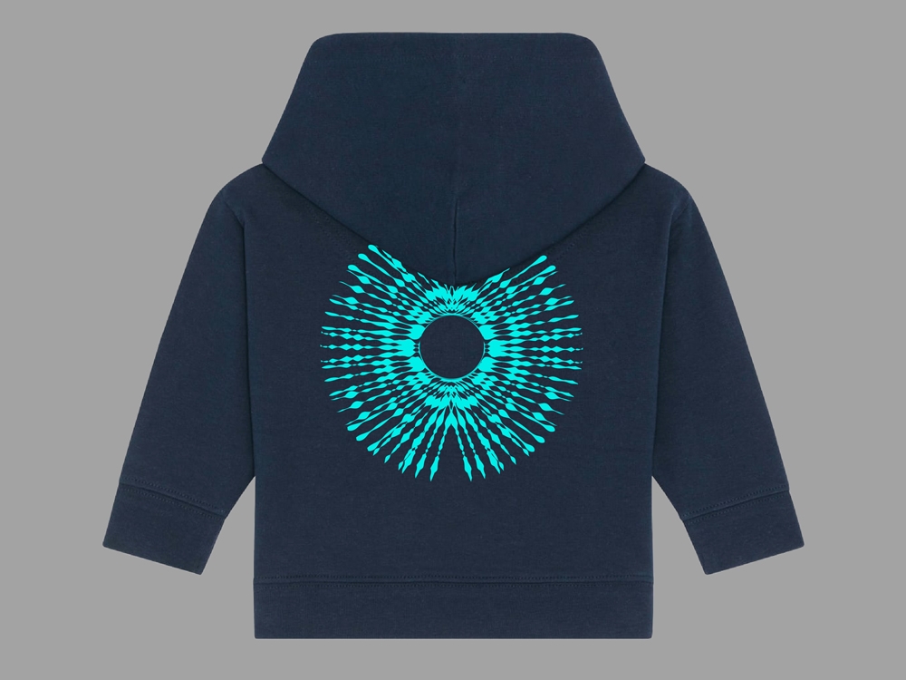 Baby Hoody donker blauwe trui, neon print