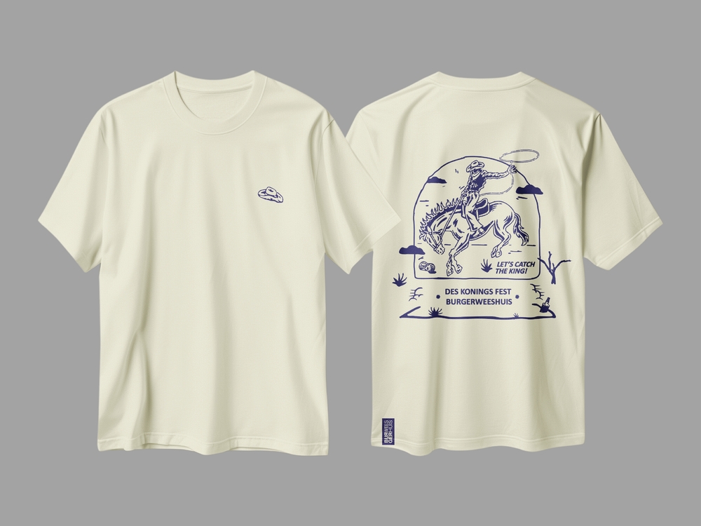 T-shirt Des Konings Fest naturel kleur, donkerblauwe print