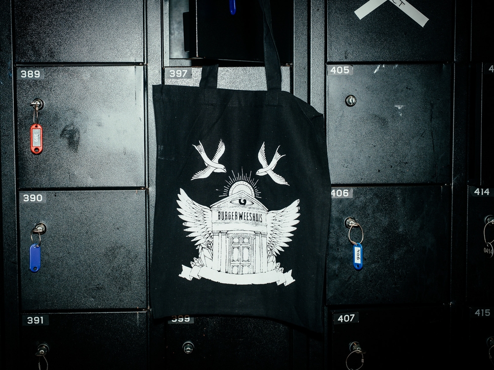 Burgerweeshuis Tote Poort zwarte tote, witte print