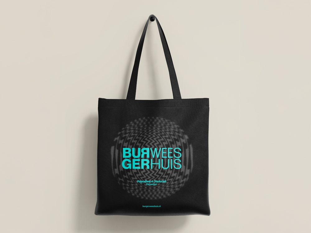 Burgerweeshuis Tote zwarte tote, neon blauw